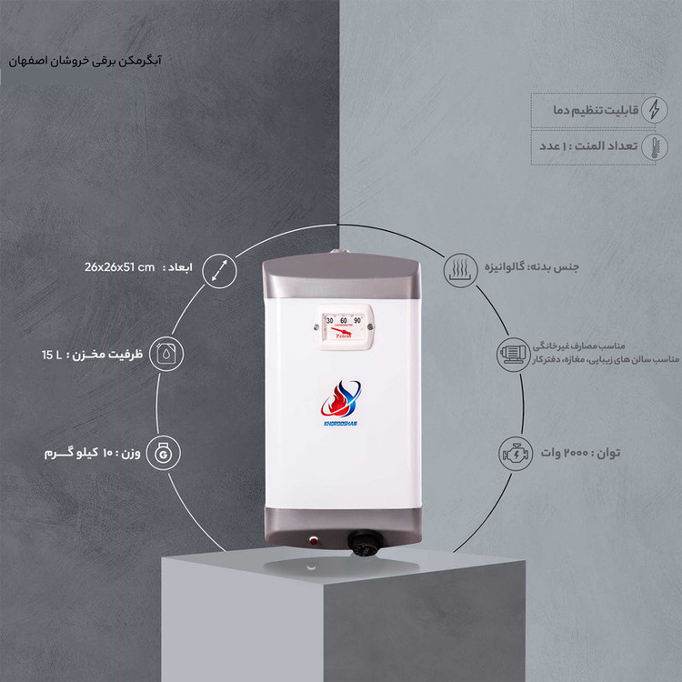 آبگرمکن برقی دیواری 15 لیتری خروشان مدل IBP15-3